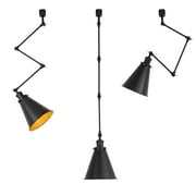 FSLiving H-Type Track Light Adjustable Arm Mini Spotlight Vintage Design Black Metal Gold Inner Cone Shade Ceiling Pendants for Wall Painting Kitchen Store,Customizable - Set of 3